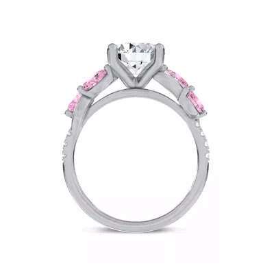Hayden Curved Vine Lab Pink Sapphire  And Diamond Engagement Ring