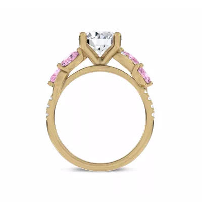 Hayden Curved Vine Lab Pink Sapphire  And Diamond Engagement Ring