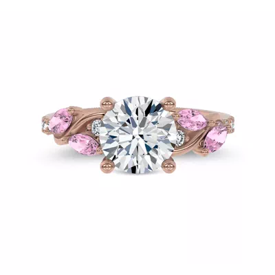Hayden Curved Vine Lab Pink Sapphire  And Diamond Engagement Ring