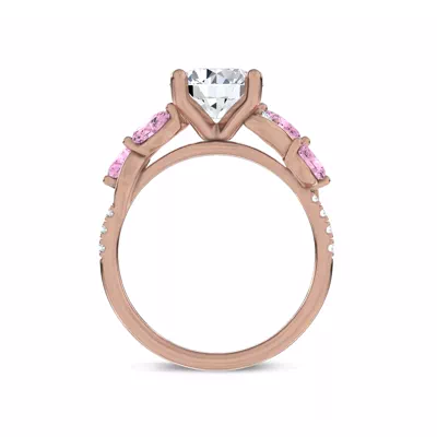 Hayden Curved Vine Lab Pink Sapphire  And Diamond Engagement Ring