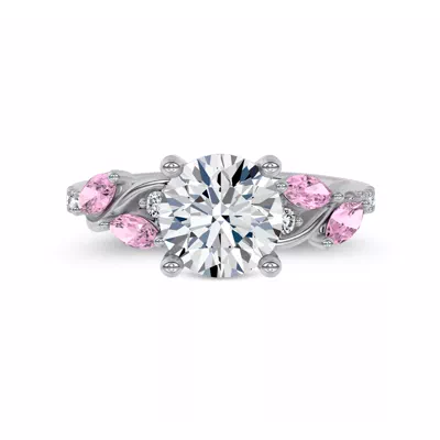 Hayden Curved Vine Lab Pink Sapphire  And Diamond Engagement Ring