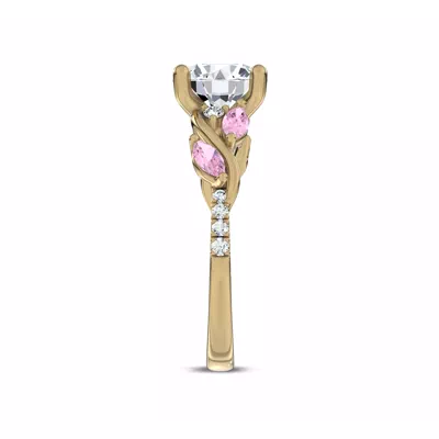 Hayden Curved Vine Lab Pink Sapphire  And Diamond Engagement Ring
