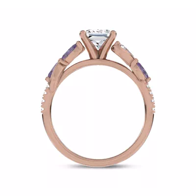 Hayden Curved Vine Amethyst And Lab Diamond Engagement Ring