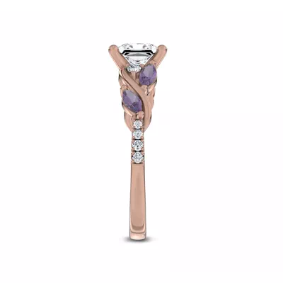 Hayden Curved Vine Amethyst And Lab Diamond Engagement Ring