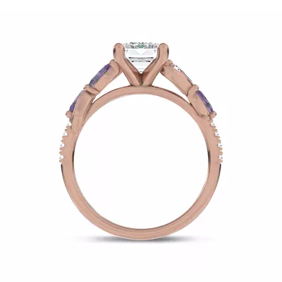 Hayden Curved Vine Amethyst And Lab Diamond Engagement Ring