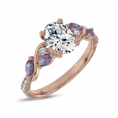 Hayden Curved Vine Amethyst And Lab Diamond Engagement Ring