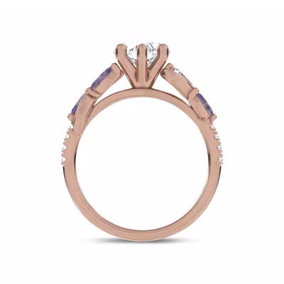 Hayden Curved Vine Amethyst And Lab Diamond Engagement Ring