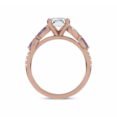 Hayden Curved Vine Amethyst And Lab Diamond Engagement Ring