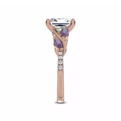 Hayden Curved Vine Amethyst And Lab Diamond Engagement Ring