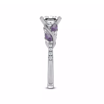 Hayden Curved Vine Amethyst And Lab Diamond Engagement Ring