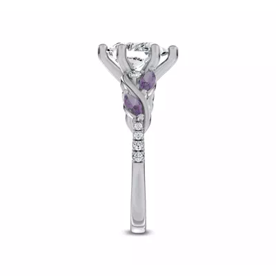 Hayden Curved Vine Amethyst And Lab Diamond Engagement Ring