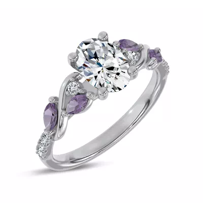 Hayden Curved Vine Amethyst And Lab Diamond Engagement Ring