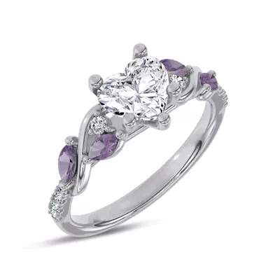 Hayden Curved Vine Amethyst And Lab Diamond Engagement Ring