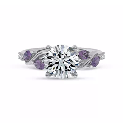 Hayden Curved Vine Amethyst And Diamond Engagement Ring
