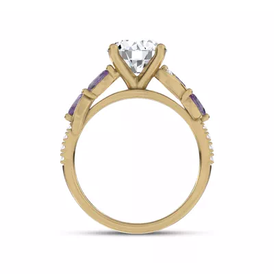 Hayden Curved Vine Amethyst And Lab Diamond Engagement Ring