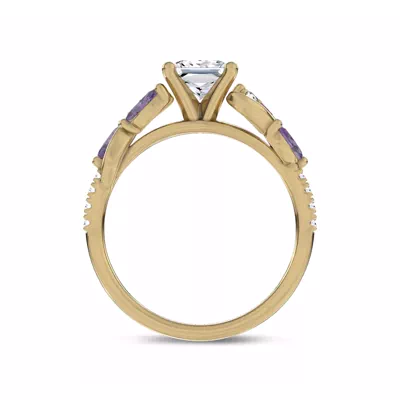 Hayden Curved Vine Amethyst And Lab Diamond Engagement Ring