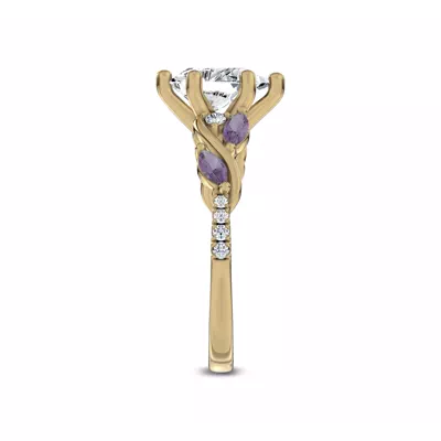 Hayden Curved Vine Amethyst And Lab Diamond Engagement Ring