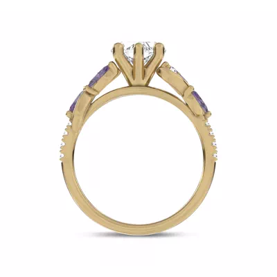 Hayden Curved Vine Amethyst And Lab Diamond Engagement Ring