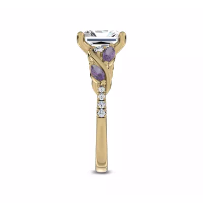 Hayden Curved Vine Amethyst And Lab Diamond Engagement Ring