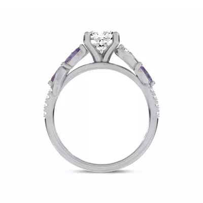 Hayden Curved Vine Amethyst And Lab Diamond Engagement Ring