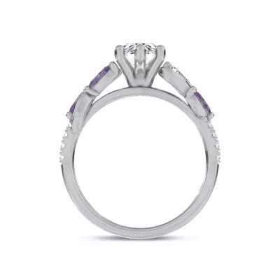 Hayden Curved Vine Amethyst And Lab Diamond Engagement Ring