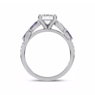 Hayden Curved Vine Amethyst And Lab Diamond Engagement Ring