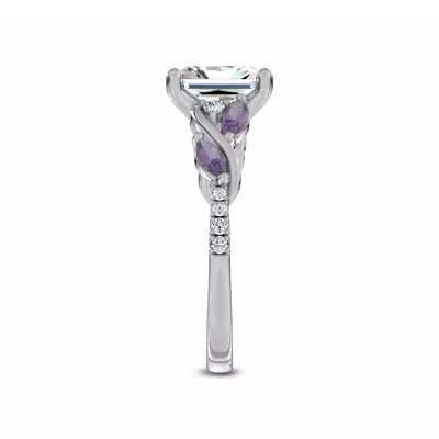 Hayden Curved Vine Amethyst And Lab Diamond Engagement Ring