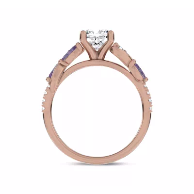 Hayden Curved Vine Amethyst And Lab Diamond Engagement Ring