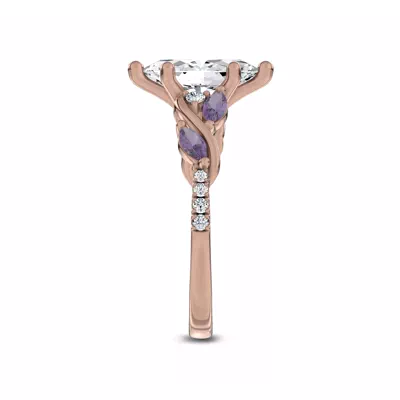 Hayden Curved Vine Amethyst And Lab Diamond Engagement Ring