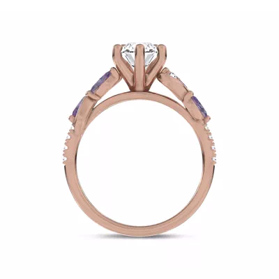 Hayden Curved Vine Amethyst And Lab Diamond Engagement Ring