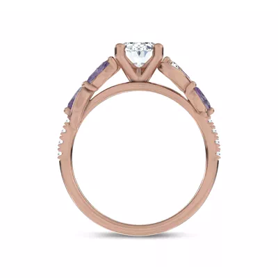 Hayden Curved Vine Amethyst And Lab Diamond Engagement Ring