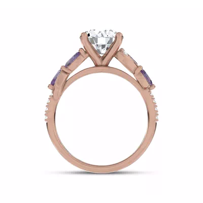 Hayden Curved Vine Amethyst And Diamond Engagement Ring