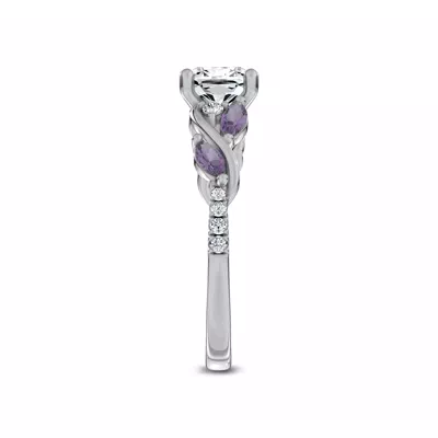 Hayden Curved Vine Amethyst And Lab Diamond Engagement Ring