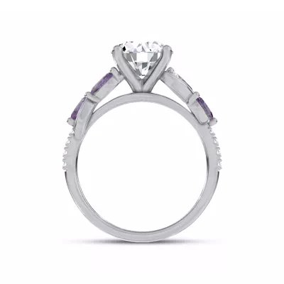 Hayden Curved Vine Amethyst And Lab Diamond Engagement Ring