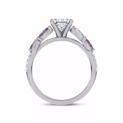 Hayden Curved Vine Amethyst And Lab Diamond Engagement Ring