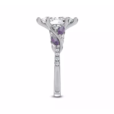 Hayden Curved Vine Amethyst And Lab Diamond Engagement Ring