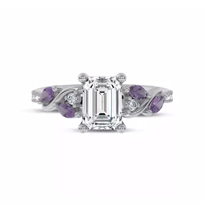 Hayden Curved Vine Amethyst And Lab Diamond Engagement Ring