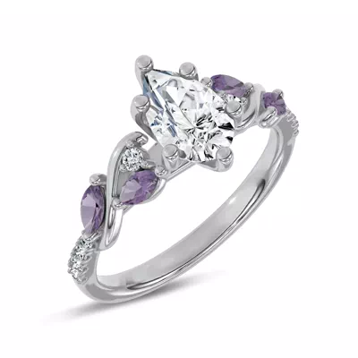 Hayden Curved Vine Amethyst And Lab Diamond Engagement Ring