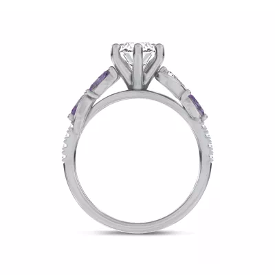 Hayden Curved Vine Amethyst And Lab Diamond Engagement Ring