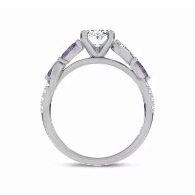 Hayden Curved Vine Amethyst And Lab Diamond Engagement Ring