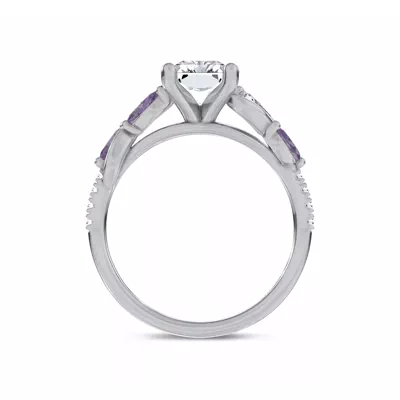 Hayden Curved Vine Amethyst And Lab Diamond Engagement Ring