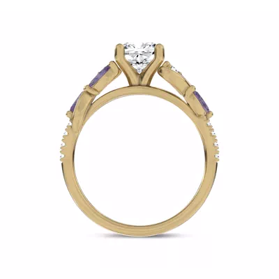 Hayden Curved Vine Amethyst And Lab Diamond Engagement Ring