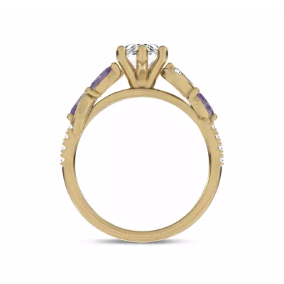 Hayden Curved Vine Amethyst And Lab Diamond Engagement Ring
