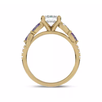 Hayden Curved Vine Amethyst And Lab Diamond Engagement Ring
