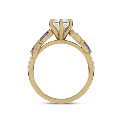 Hayden Curved Vine Amethyst And Lab Diamond Engagement Ring