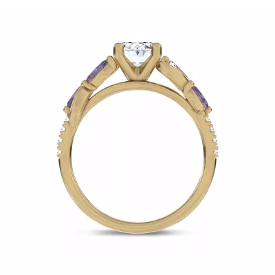 Hayden Curved Vine Amethyst And Lab Diamond Engagement Ring