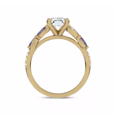 Hayden Curved Vine Amethyst And Lab Diamond Engagement Ring