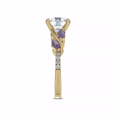 Hayden Curved Vine Amethyst And Diamond Engagement Ring