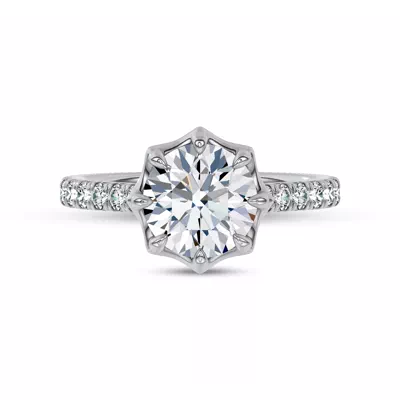 Octave Scalloped Pavé Lab Engagement Ring by Christian Siriano