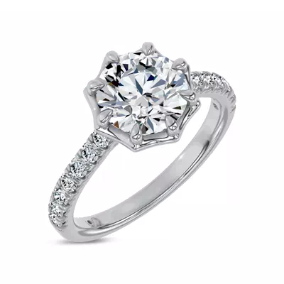 Octave Scalloped Pavé Lab Engagement Ring by Christian Siriano